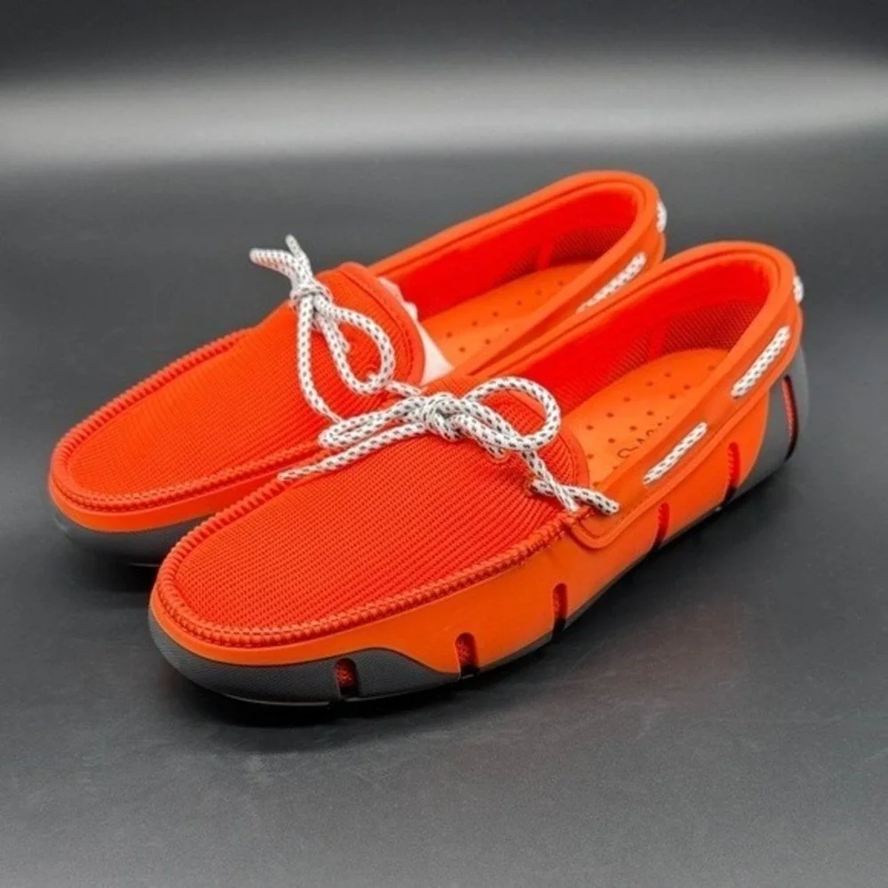 SWIMS‎ Loafers Mens 7 Beach Lace Loafer Orange White Charcoal NEW